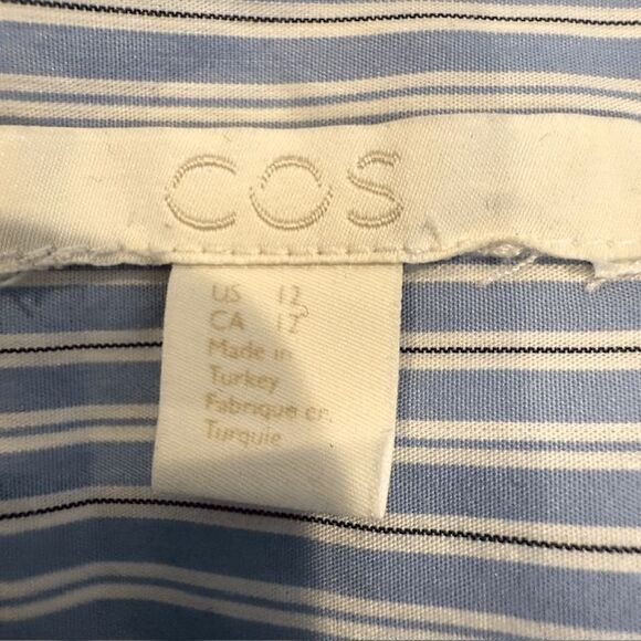COS Oversized Striped Shirt Button Front and Sides Collar Blue Women's Size 12 - Picture 5 of 12